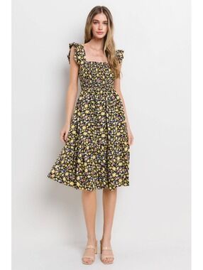 Petal Play Back-Tie Midi Dress